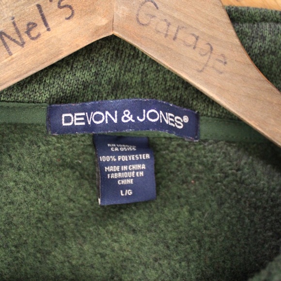 Devon & Jones Men’s 1/4 Zipped Neckline Green Sweater Large - Picture 7 of 7